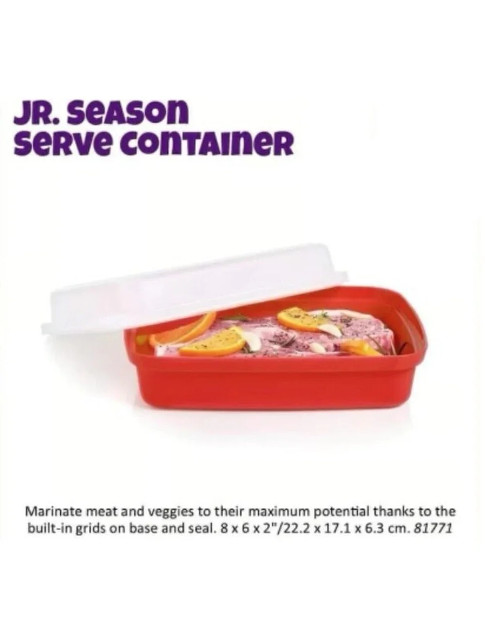 Tupperware Season Serve Jr Marinator Container Marinade Meal Prep Red & White